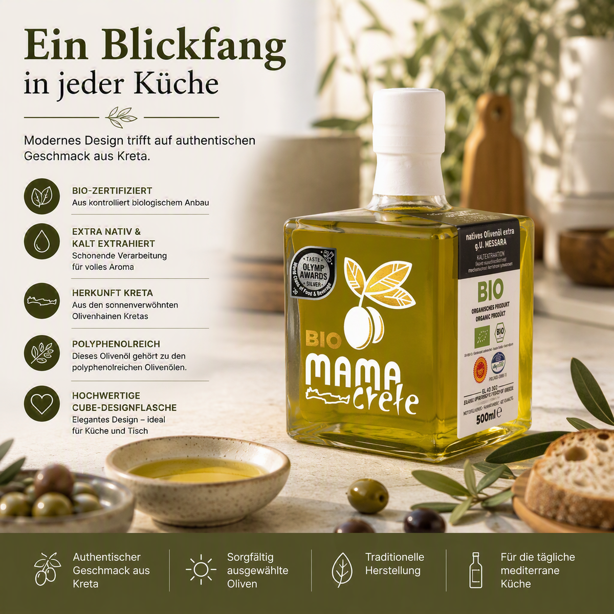 Mama Crete extra natives BIO Olivenöl / 0,5 Liter im CUBE