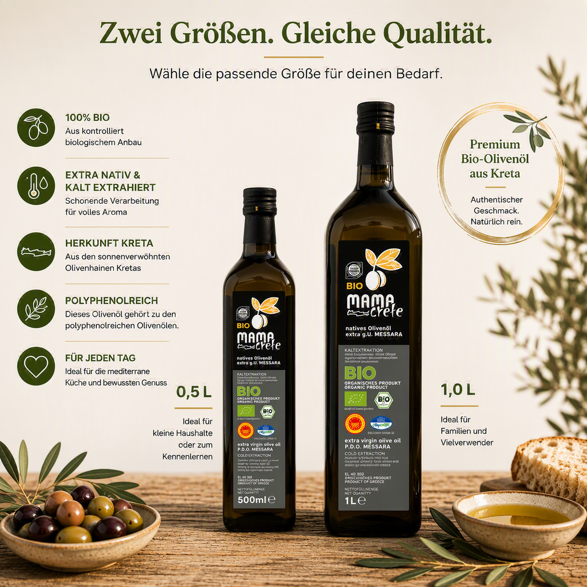 Mama Crete BIO-Olivenöl Extra Nativ – Premium Olivenöl direkt aus Kreta